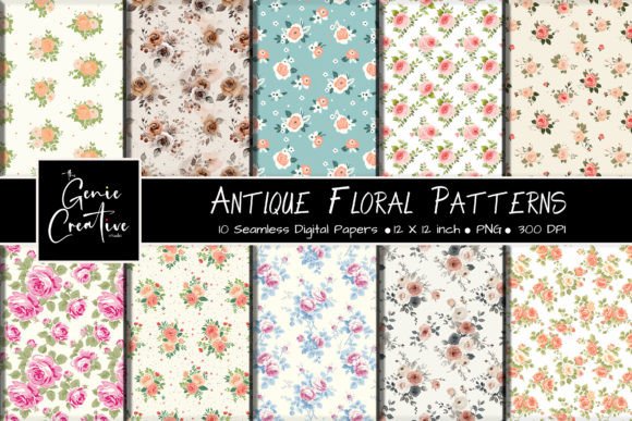 Antique Floral Seamless Patterns Set for Design