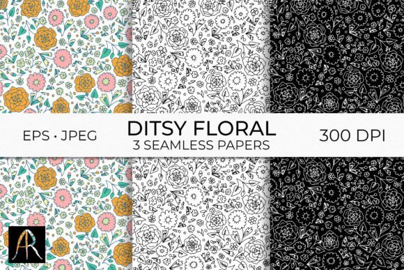 Bringing Playful Charm to Your Projects with Ditsy Floral Monochrom Seamless Patterns