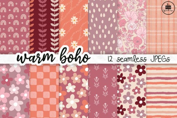 Elevating Creative Projects with Warm Boho - 12 Seamless Patterns