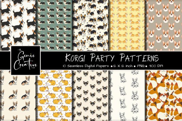 Korgi Party Seamless Patterns Set: Elevating Your Creative Projects with Whimsical Design