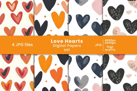 Love Heart Digital Paper and Patterns