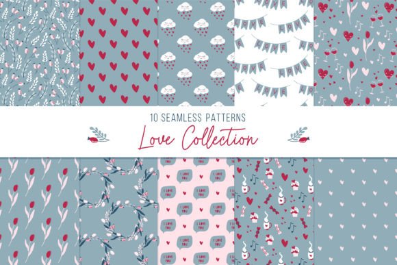Love Seamless Patterns Digital Paper: Elevate Your Creative Projects with Romantic Vector Designs