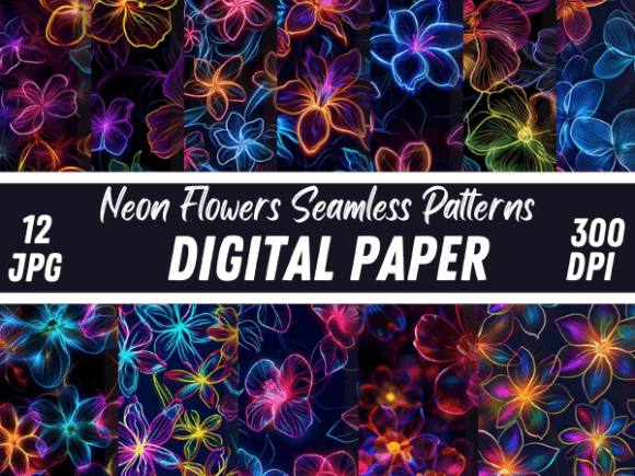 Neon Flowers Crafted Texture Patterns