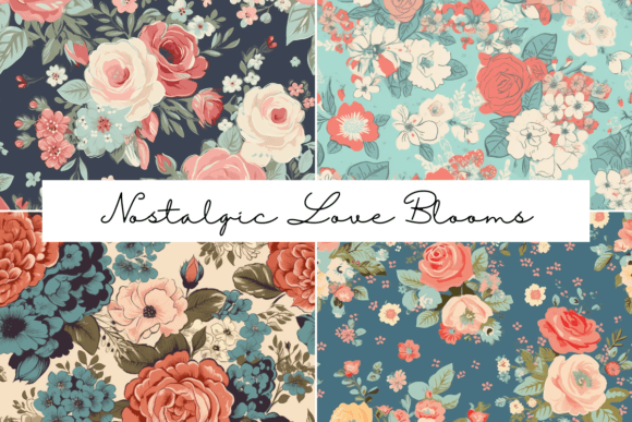 Nostalgic Love Blooms Seamless Patterns