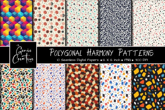 Polygonal Harmony Seamless Patterns Set: Elevating Modern Creative Workflows