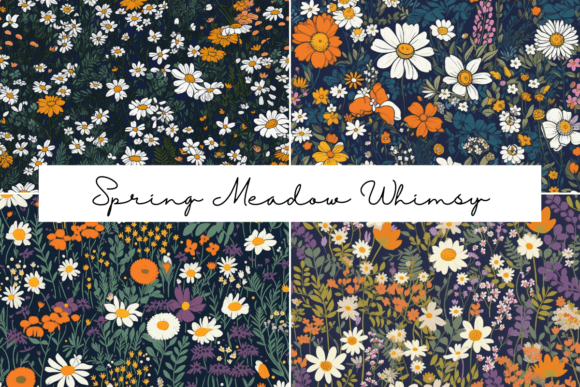 Spring Meadow Whimsy Seamless Patterns