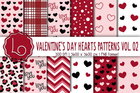 Valentine s Day Hearts Patterns Vol. 02