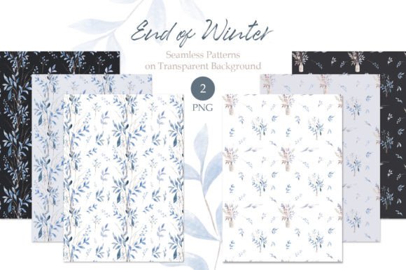 Watercolor Winter Blue Seamless Patterns